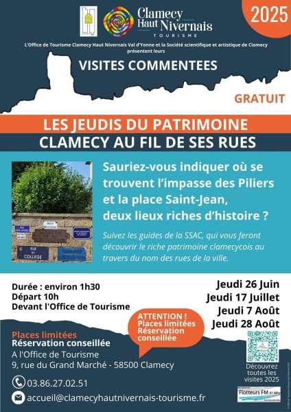 Affiche visites SSAC Clamecy au fil des rues 2025