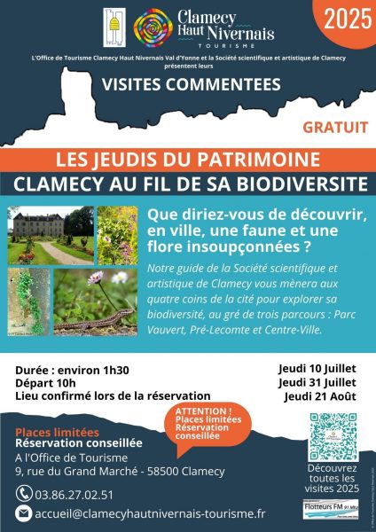 Affiche visites SSAC Clamecy biodiversité 2025