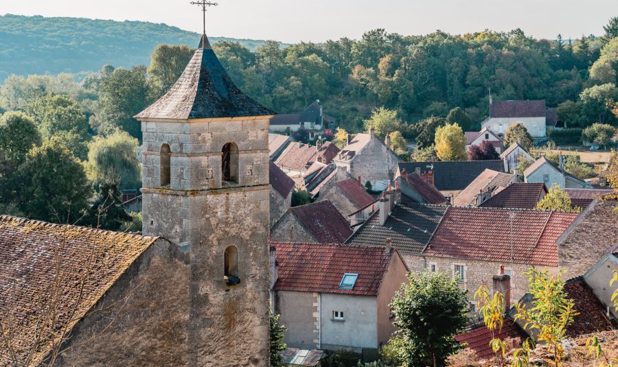 Bell tower of the Saint-Amateur church in Chevroches-Teddy-Verneuil